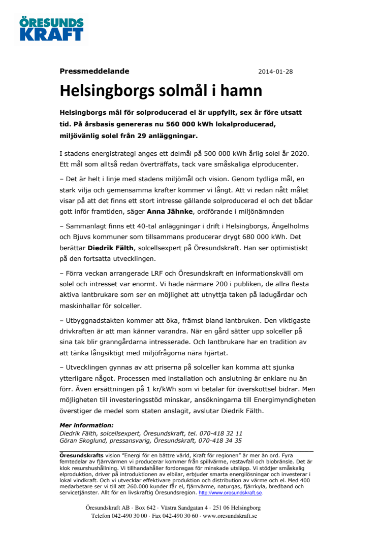 Helsingborgs solmål i hamn