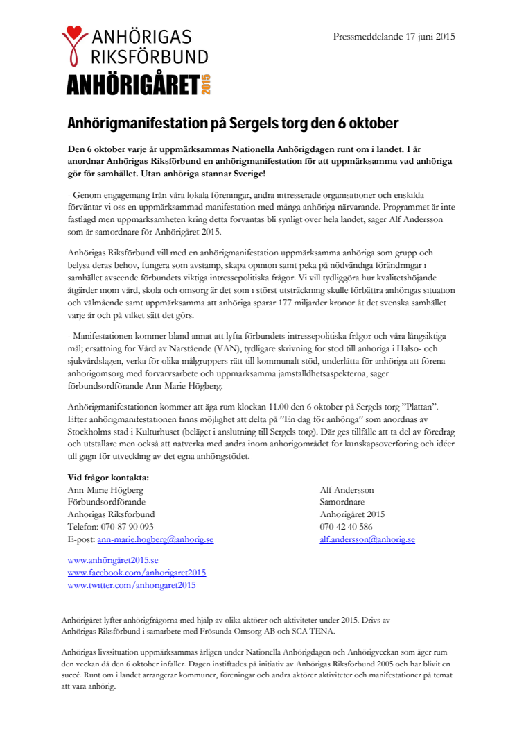 Anhörigmanifestation på Sergels torg den 6 oktober