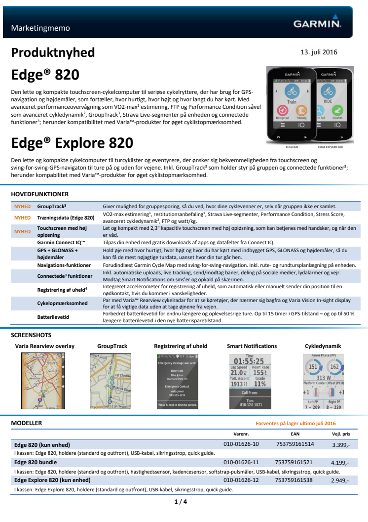 Garmin Edge® Explore 820 - GPS-cykelcomputer til turcykling