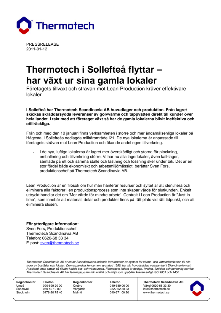 Thermotech i Sollefteå flyttar – har växt ur sina gamla lokaler