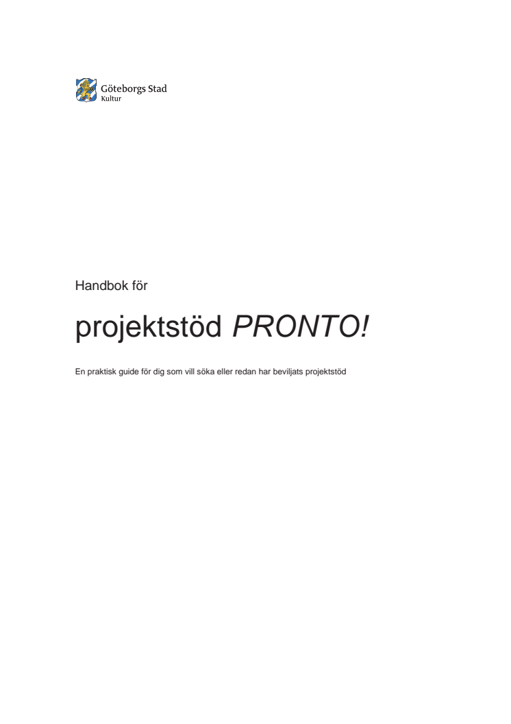 Handbok för Projektstöd Pronto