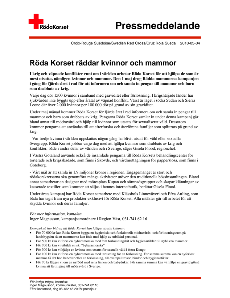 Röda Korset räddar kvinnor och mammor