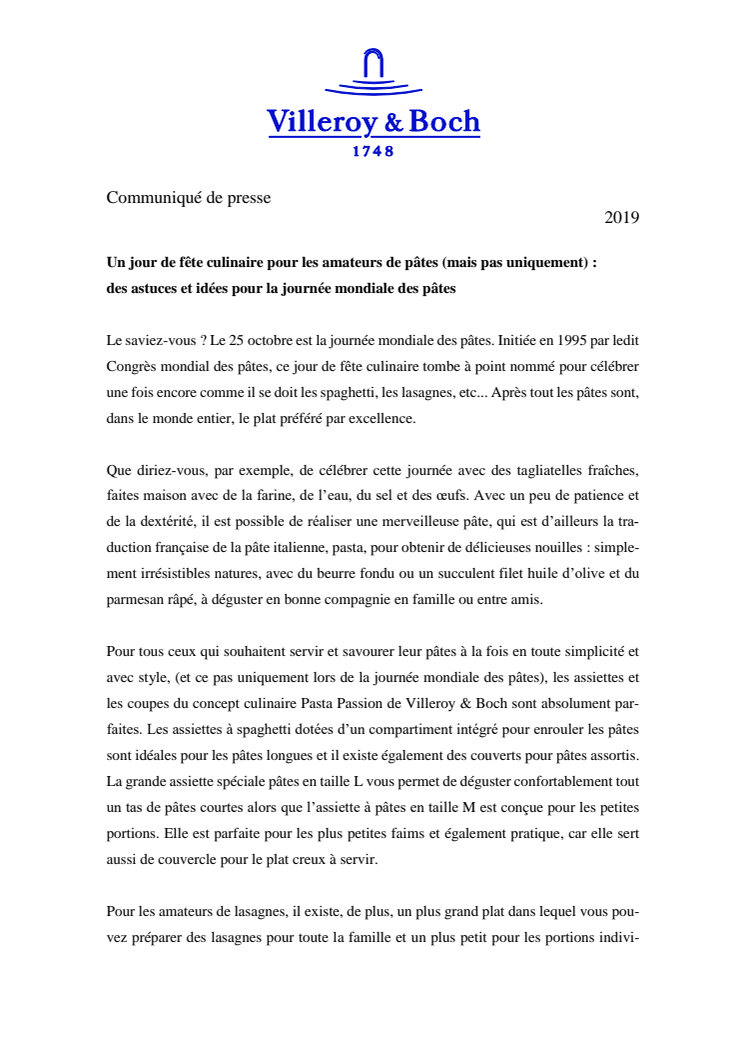 Un jour de fête culinaire pour les amateurs de pâtes (mais pas uniquement) : des astuces et idées pour la journée mondiale des pâtes