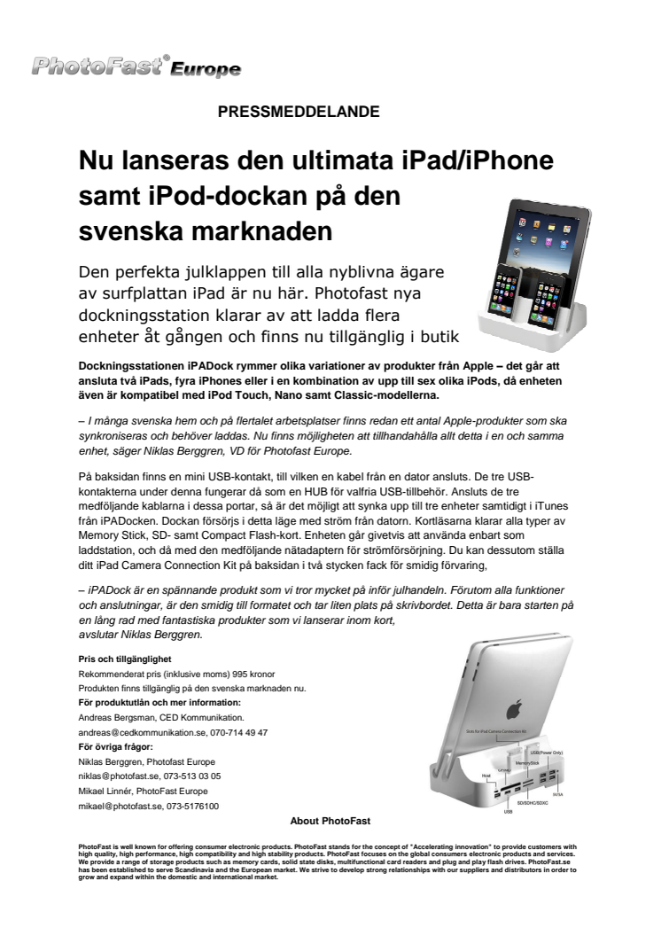 Nu lanseras den ultimata iPad/iPhone samt iPod-dockan på den svenska marknaden