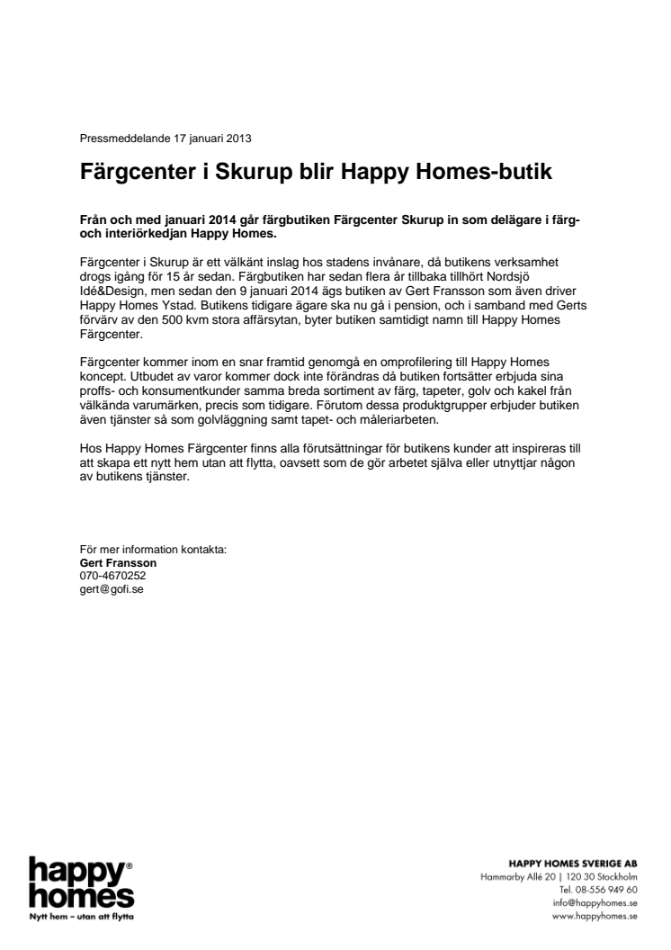 Färgcenter i Skurup blir Happy Homes-butik
