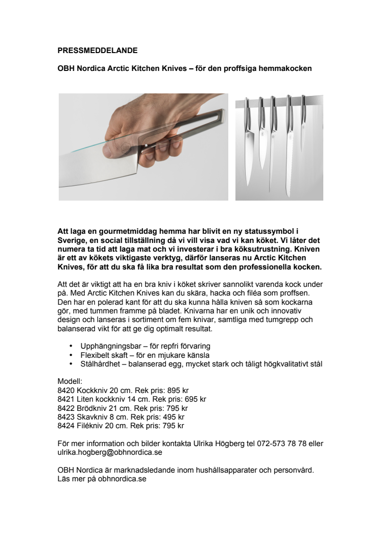 OBH Nordica Arctic Kitchen Knives – för den proffsiga hemmakocken