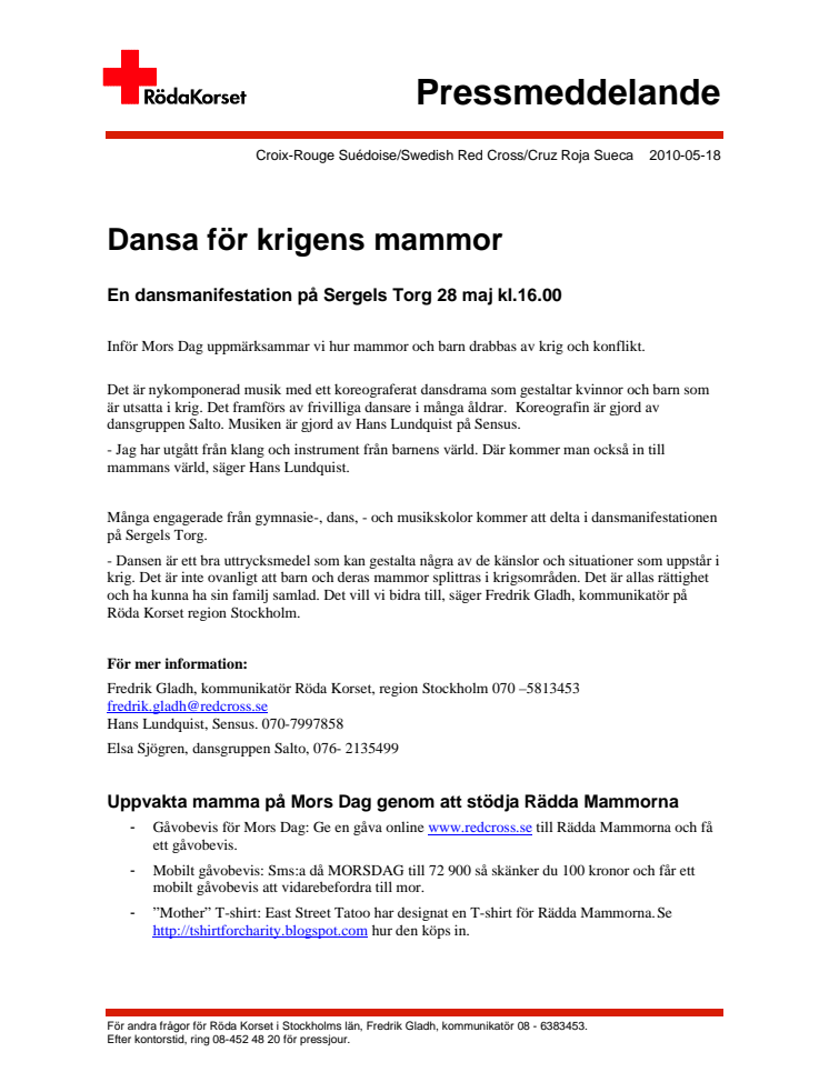Dansmanifestation - dansa för krigens mammor