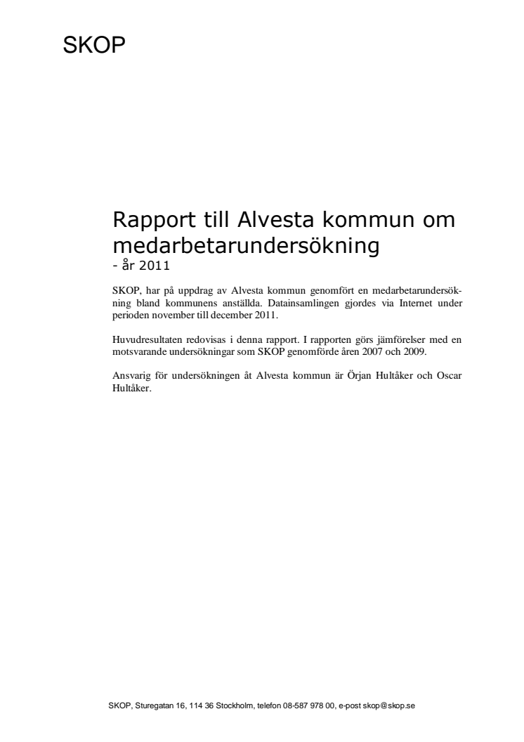 Medarbetarundersökning Alvesta kommun 2011