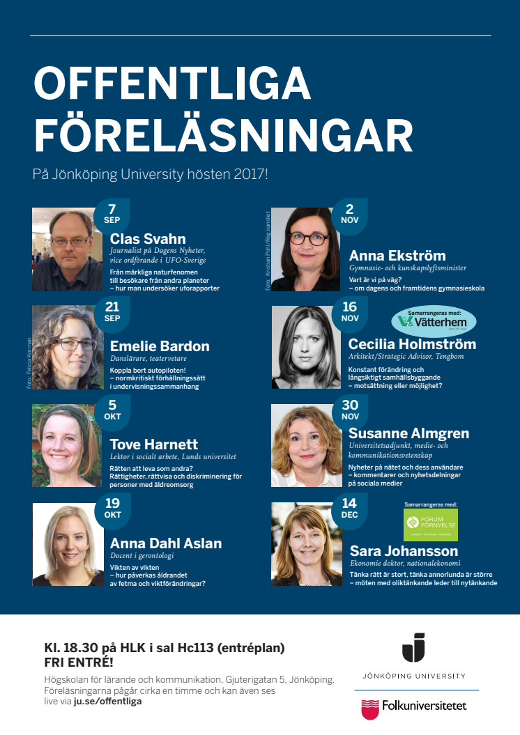 Offentliga föreläsningar hösten 2017