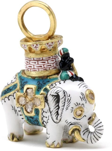 Elefantordenen, samtidig, privatfremstillet miniature i 18 kt. guld, smykket med rosenslebne diamanter