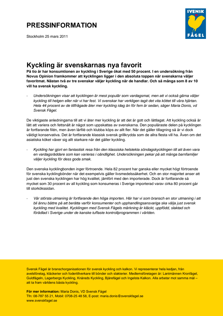 Kyckling är svenskarnas nya favorit