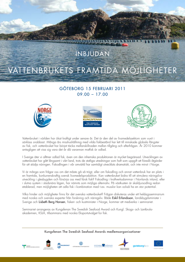 Inbjudan  - Vattenbrukets framtida möjligheter