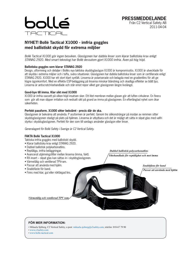 NYHET! Bollé Tactical X1000 - imfria goggles