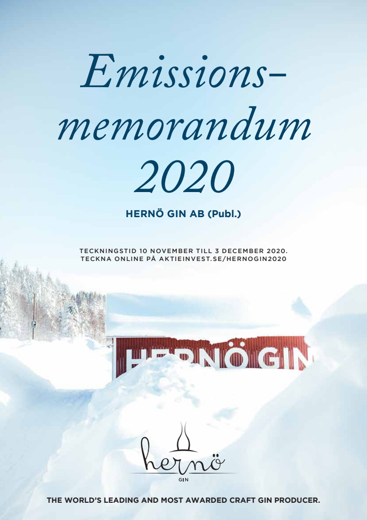 Emissionsmemorandum Hernö Gin 2020