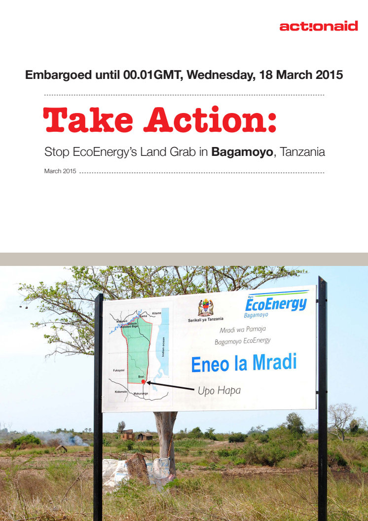 Take Action - Stop EcoEnergy's land grab Embargoed report