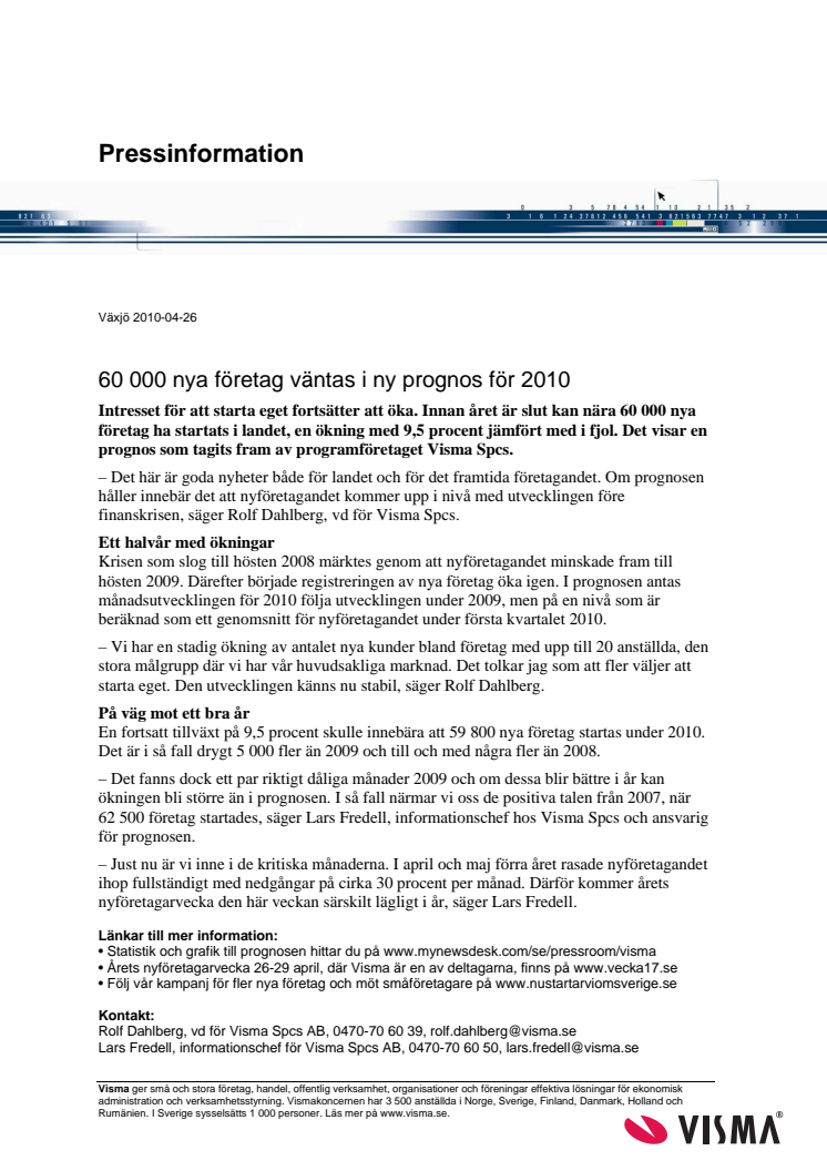 60 000 nya företag väntas i ny prognos för 2010