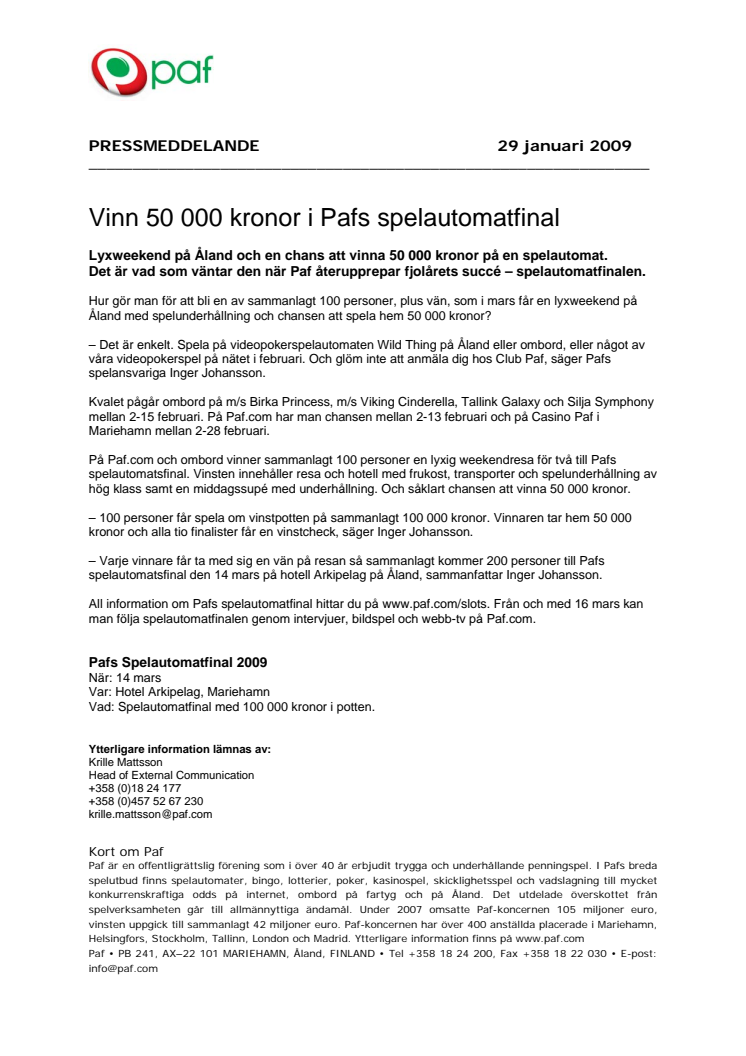 Vinn 50 000 kronor i Pafs spelautomatfinal