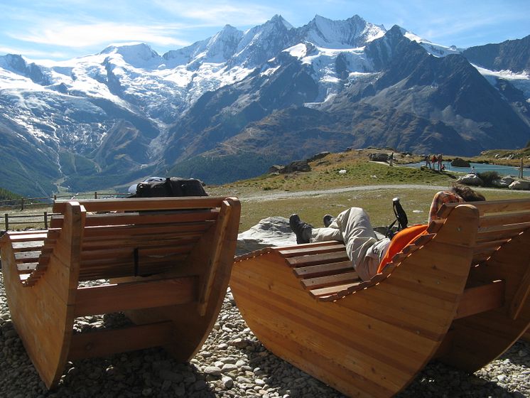 Wellness- und Genussweg auf der Alp Kreuzboden in Saas Fee (Wallis)