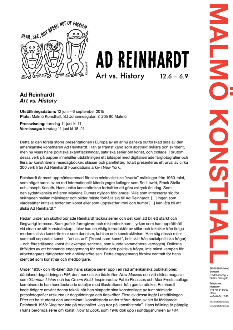 Ad Reinhardt på Malmö Konsthall