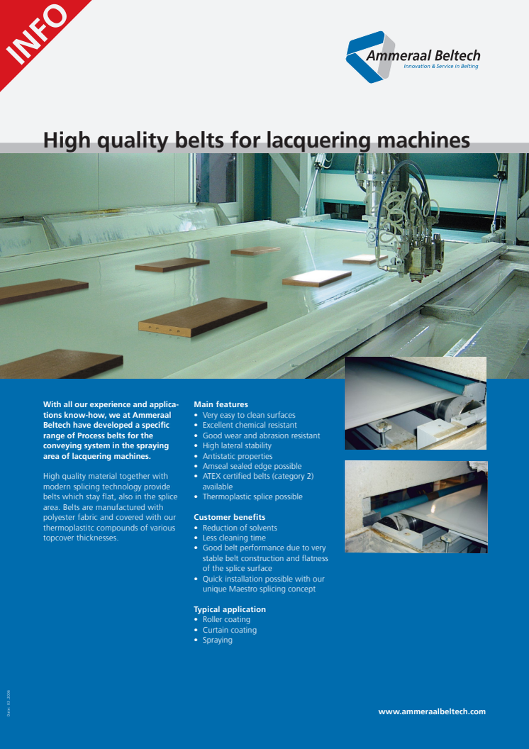High quality belts for lacquering machines