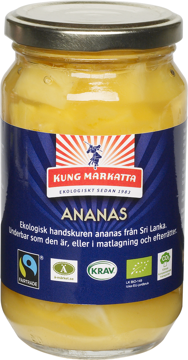 Kung Markatta Ananas. KRAV- och Fairtrade-märkt 340g