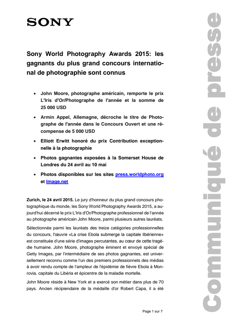 Communiqué de presse_Sony_SWPA 2015_L'Iris d'Or_150424_F-CH