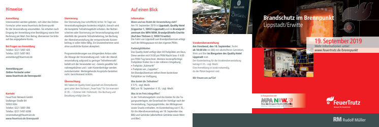 Flyer "Brandschutz im Brennpunkt 2019"