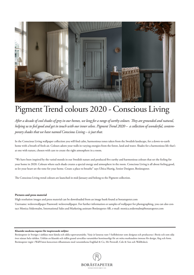 Pigment Trend colours 2020 - Conscious Living