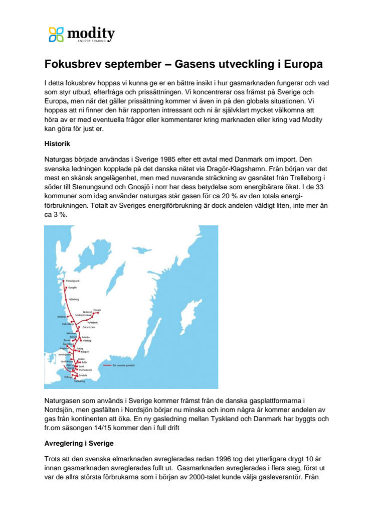 Modity fokusbrev-Gasmarknaden