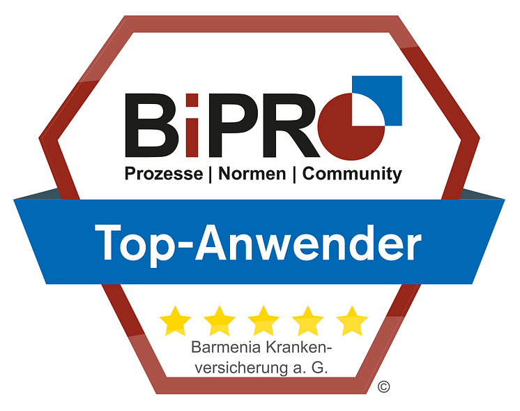 Auszeichnung Barmenia -  BiPRO Top-Anwender