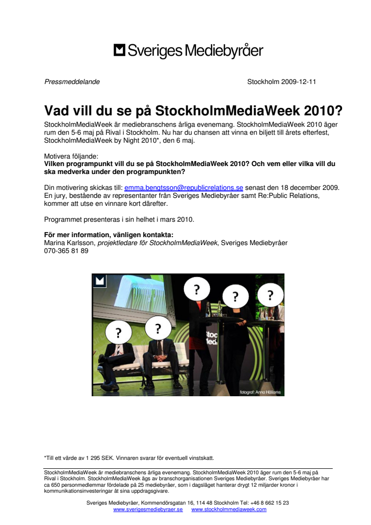 Vad vill du se på StockholmMediaWeek 2010?