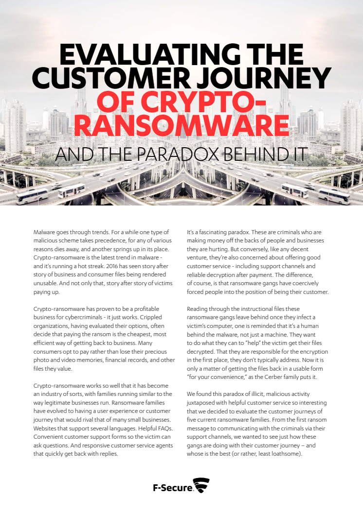 Report: Evaluating the Customer Journey of Crypto-Ransomware and the Paradox Behind It
