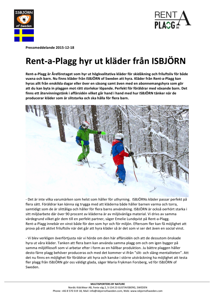 Rent-a-Plagg hyr ut kläder från ISBJÖRN 