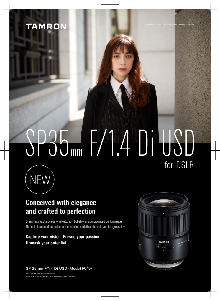 Tamron SP 35mm f/1.4, data sheet