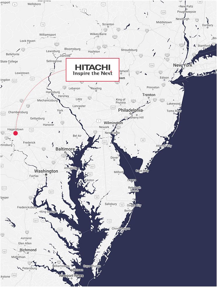 Hitachi Rail North America Factory Location Map