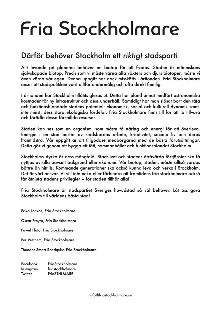 Därför behöver Stockholm ett riktigt stadsparti