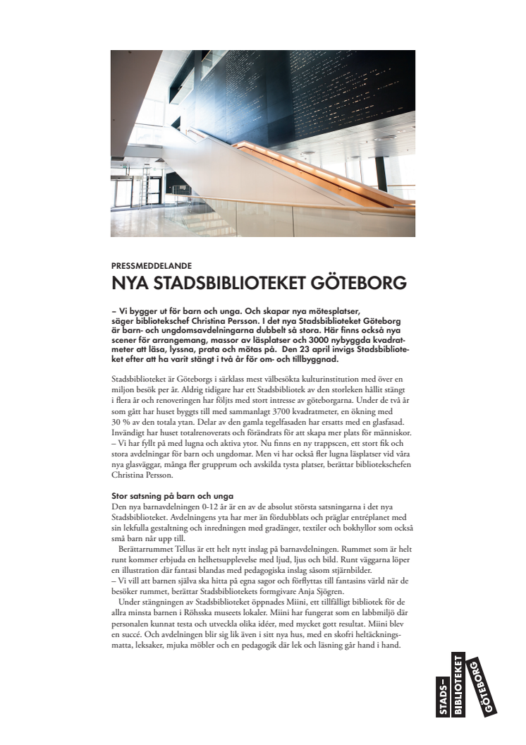 Nya Stadsbiblioteket Göteborg satsar på barn och unga
