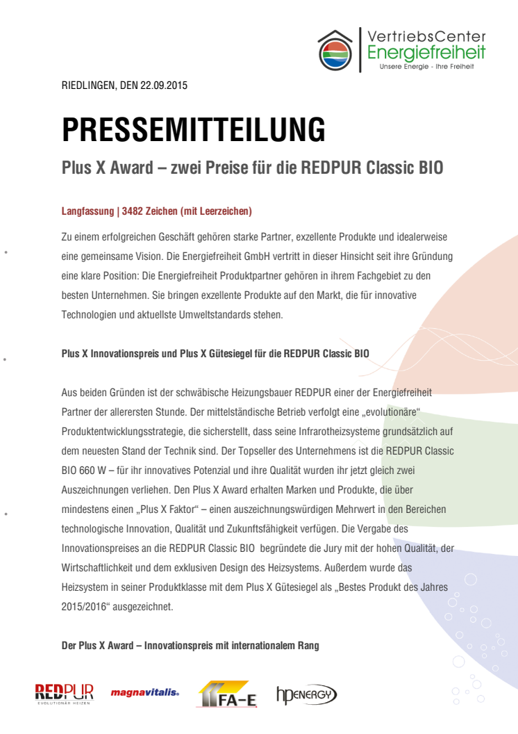 Plus X Award – zwei Preise für die REDPUR Classic BIO