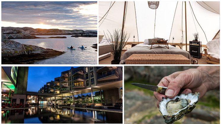 Nyheter i Bohuslän Kajakk Foto Henrik T_Westsweden.com Glamping Grebbestadfjorde Foto Robert Dahlberg Strömstad Spa & Resort  Østersåping Foto Madeleine Landley 