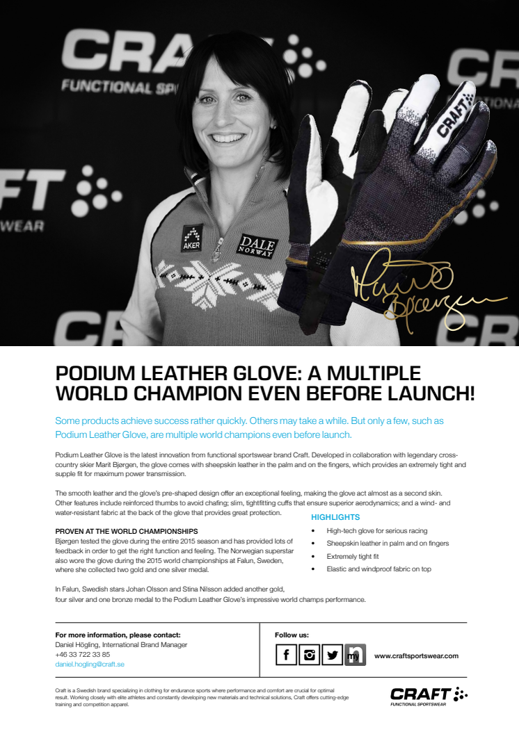 Podium leather glove: a multiple World Champion even before launch!