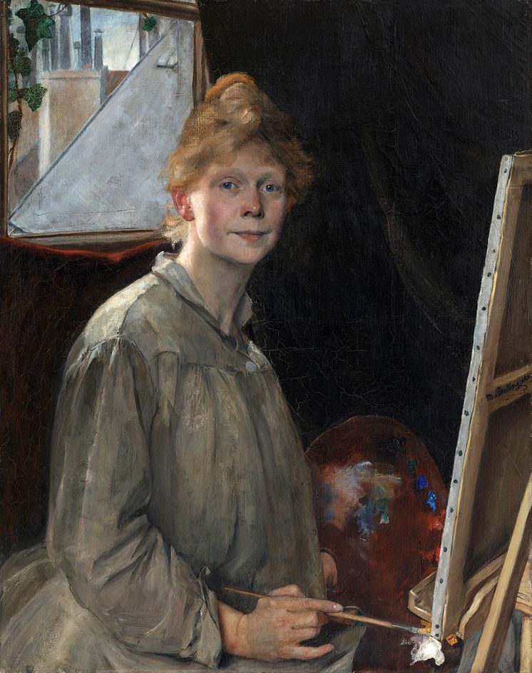 Mina Carlson-Bredberg, Självporträtt, 1889, olja på duk, 91,5 x 73,5 cm, Prins Eugens Waldemarsudde. 