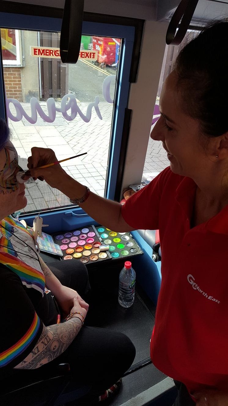 Go North East provided entertainment including face painting at Sunderland Pride