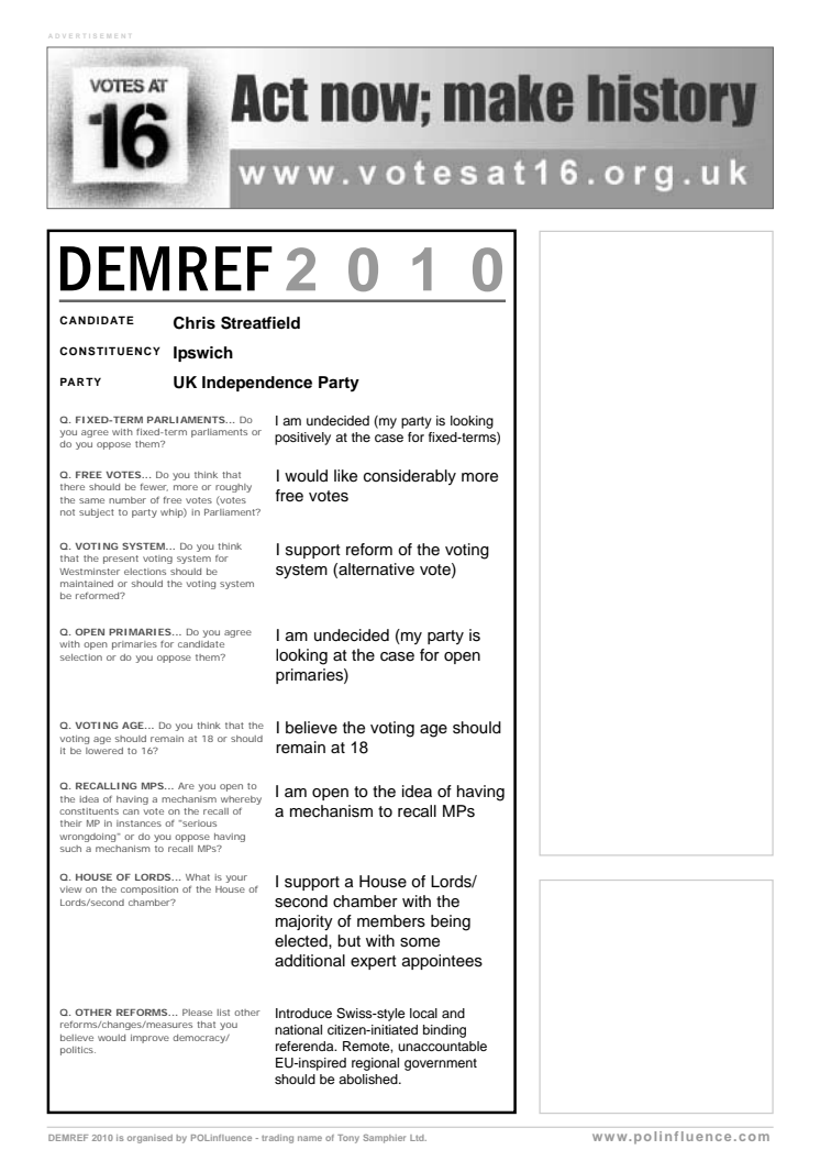 DEMREF 2010: Ipswich - Chris Streatfield (general election candidate)