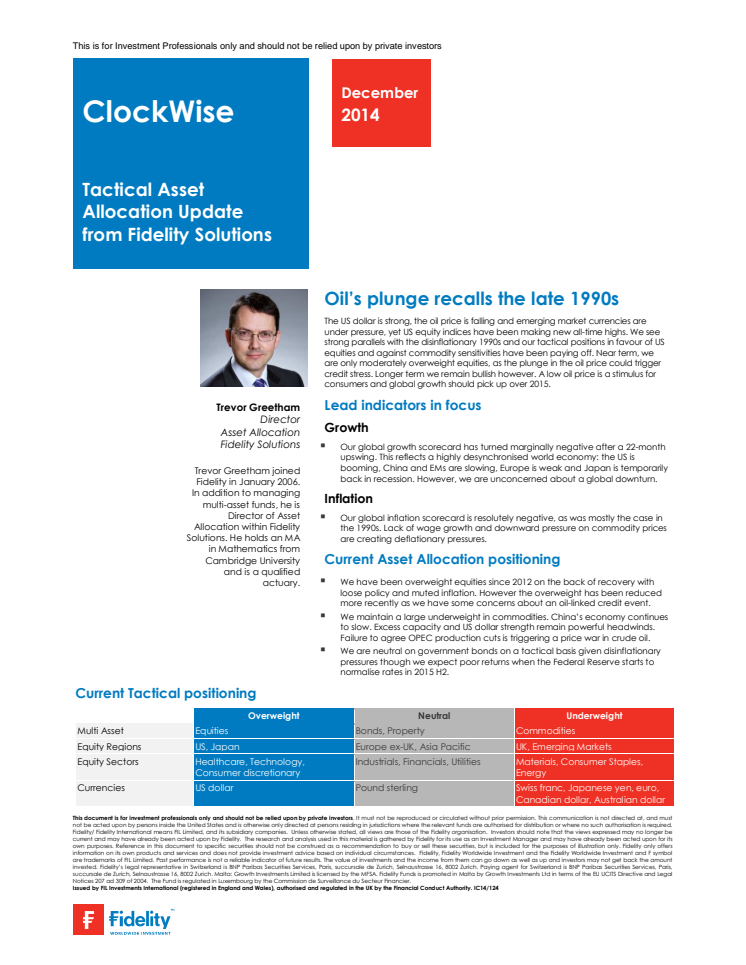 Tactical Asset Allocation Update December