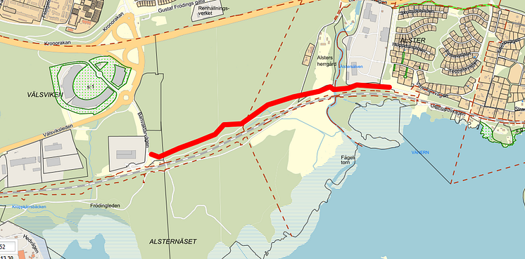 Sträcka över röjning Välsviken-Alster