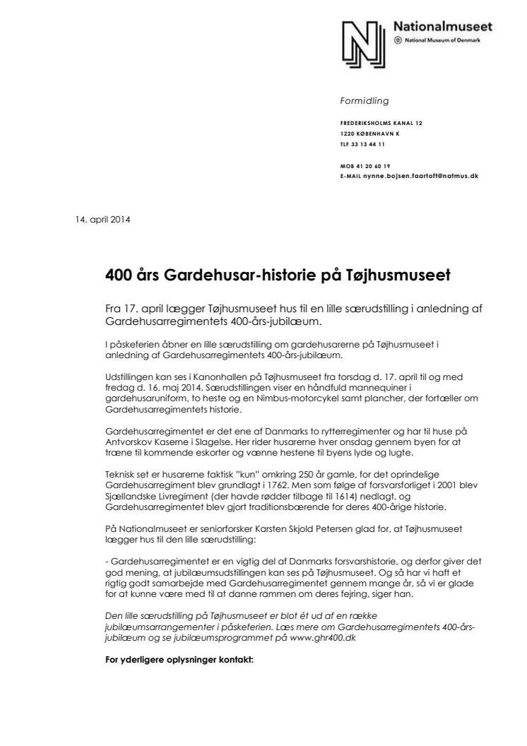 400 års Gardehusar-historie på Tøjhusmuseet