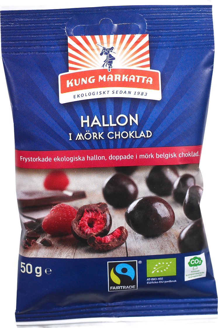 Hallon i mörk choklad