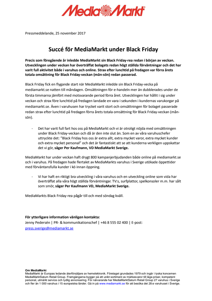 Succé för MediaMarkt under Black Friday