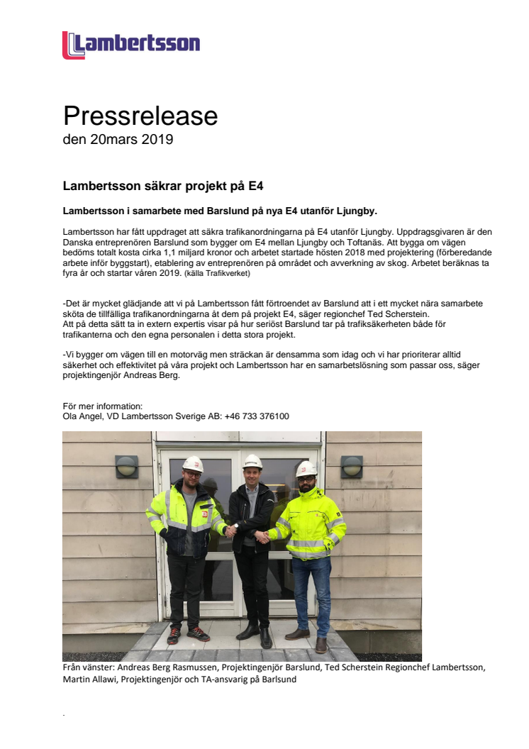 Lambertsson säkrar projekt på E4