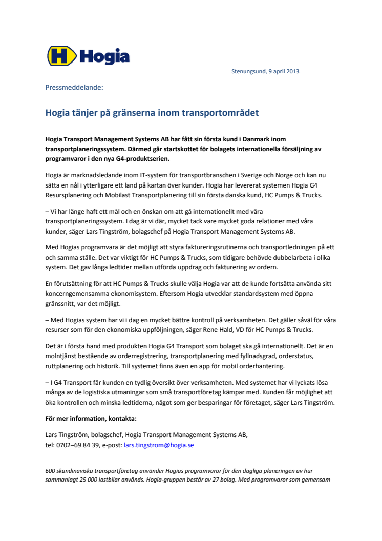 Hogia tänjer på gränserna inom transportområdet